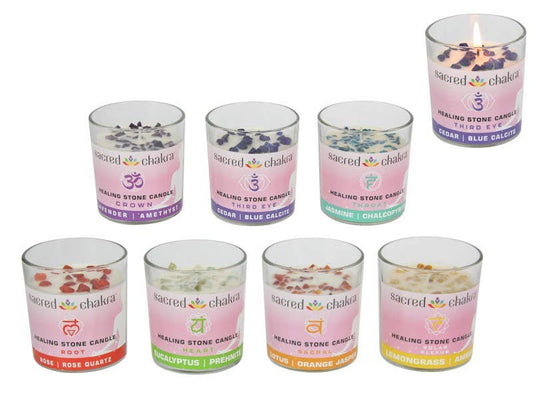 120 gram 8cm Sacred Chakra Fragrant Candles with Gemstones