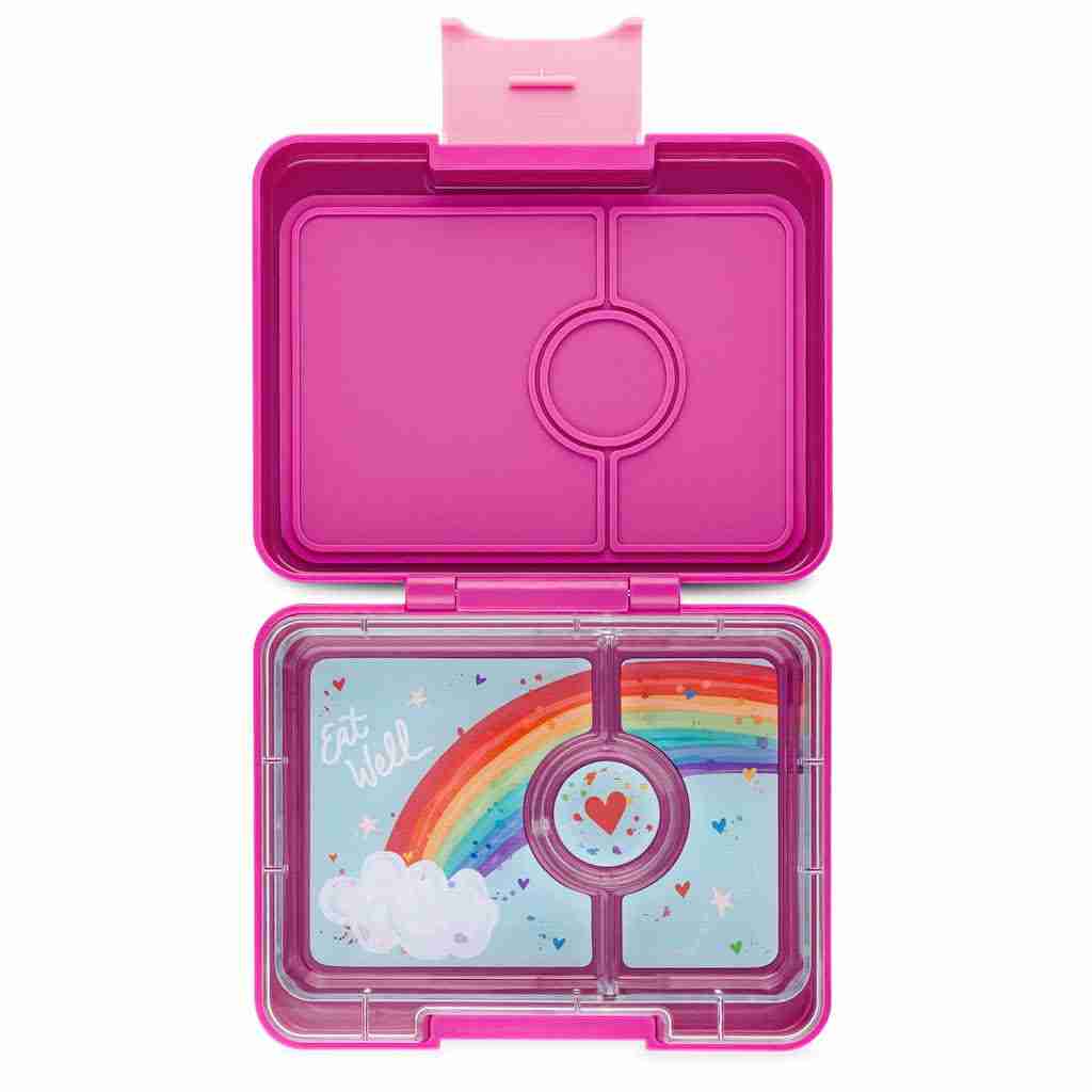 Yumbox Snack 3 Compartment Bento Box: Fifi Pink - Rainbow Tray