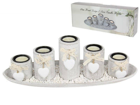 38cm Heart Design 5 Piece Candle Holder (Gift Box)