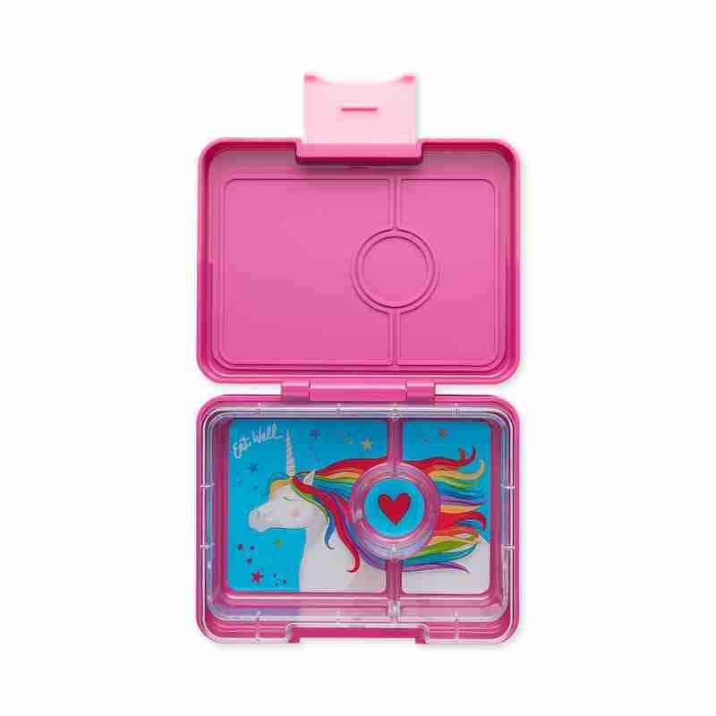 Yumbox Snack 3 Compartment Bento Box: Fifi Pink - Rainbow Tray