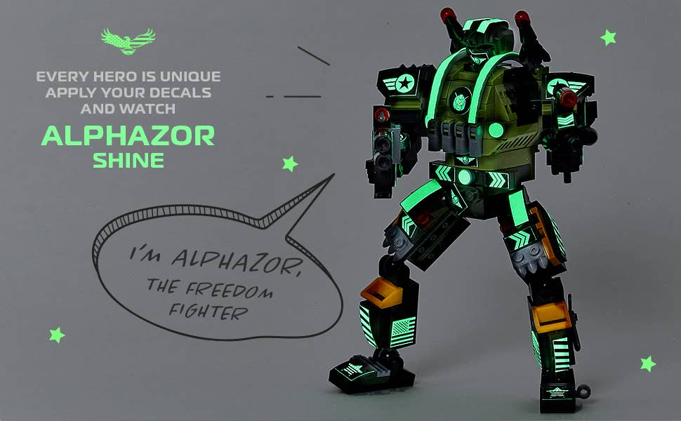 Glow in The Dark Army Robot 3-in-1 Set