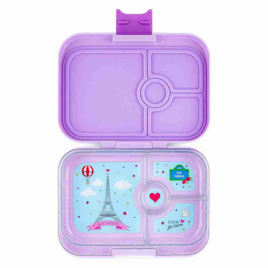 Yumbox Panino 4 Compartment Bento Box: Lulu Purple - Je Taime Paris Tray