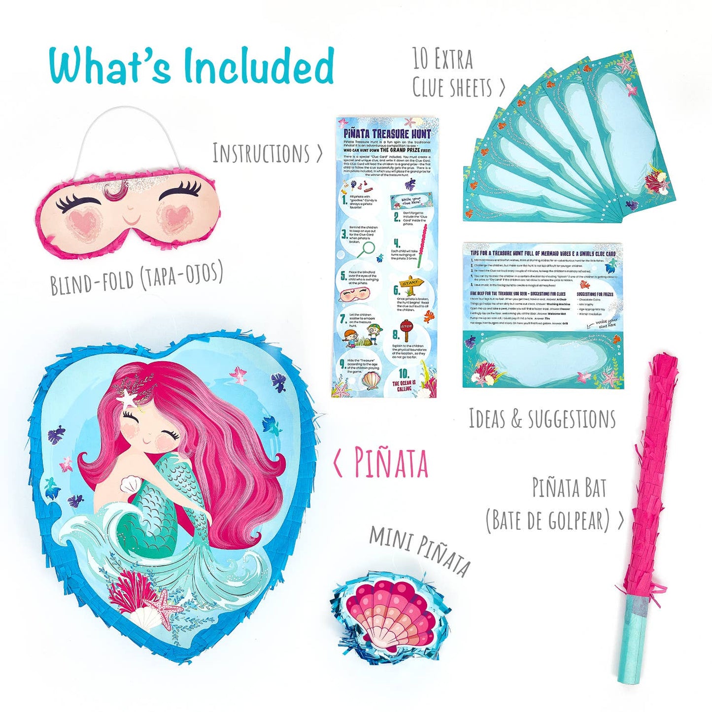 Mermaid Pinata Theme Birthday Party Favor Treasure Hunt Game