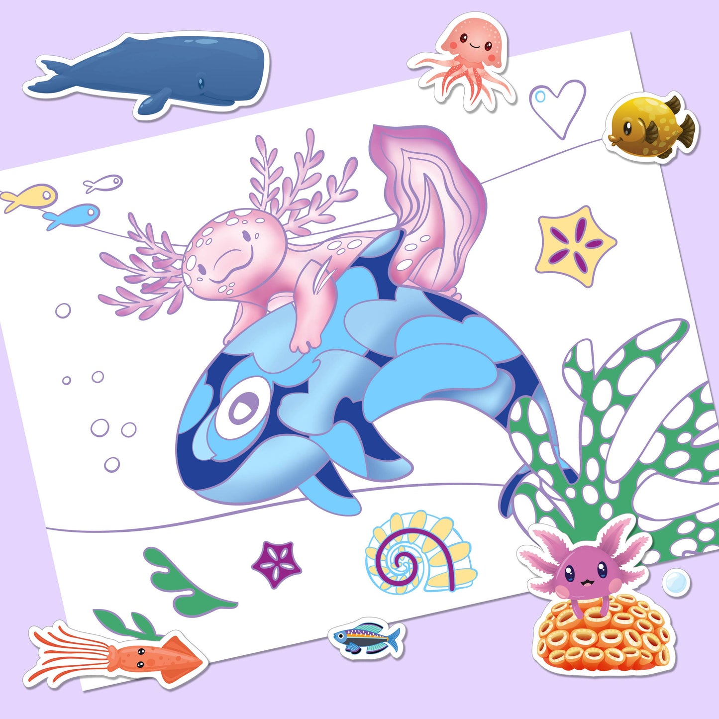 Axolotls Colouring Set with Lap Desk