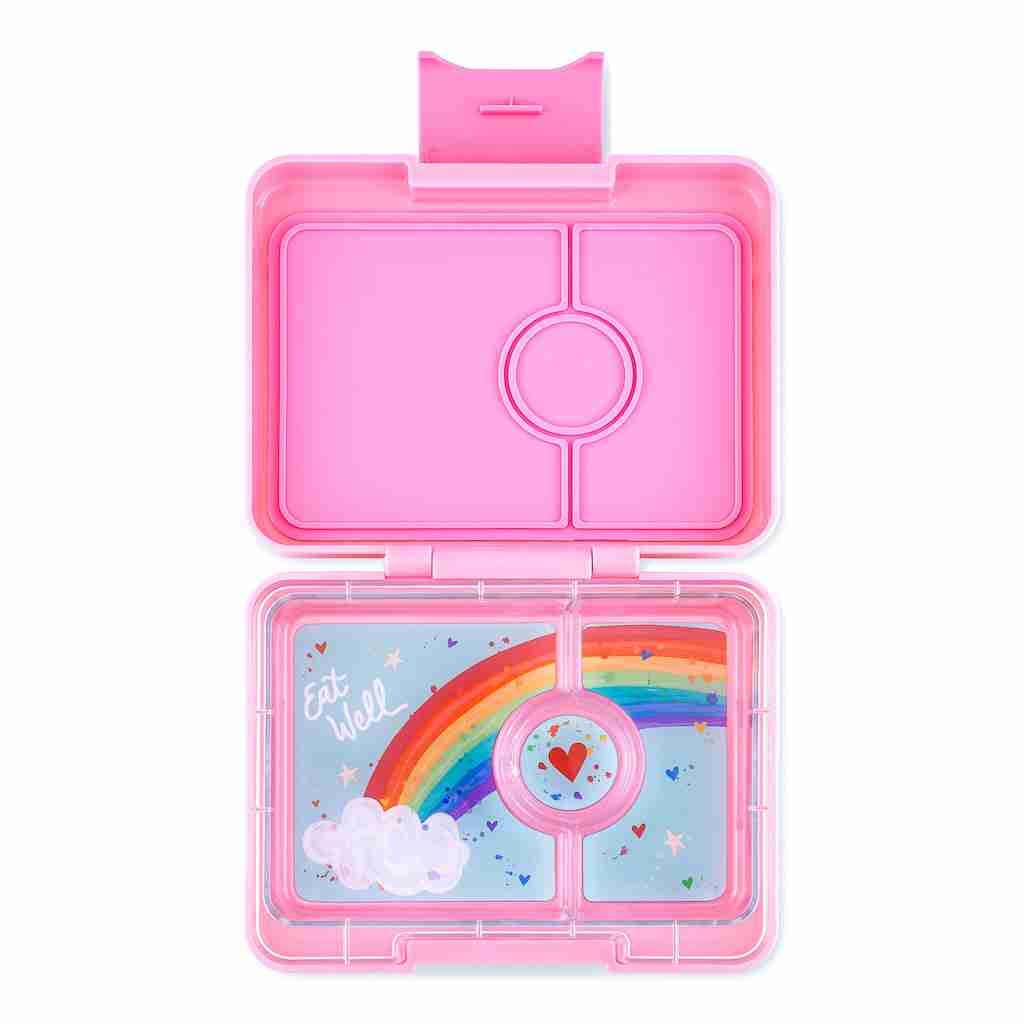 Yumbox Snack 3 Compartment Bento Box: Fifi Pink - Rainbow Tray