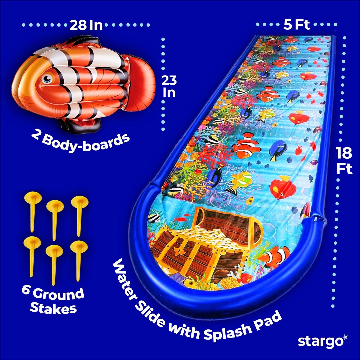 18- Feet Coral Theme Water Slide (5.5 Meters)